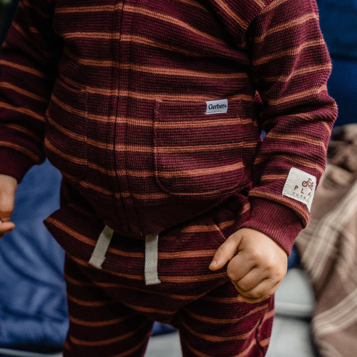2-Piece Baby Girls Fig Stripe Hooded Jacket & Jogger Set outfits Gerber® 