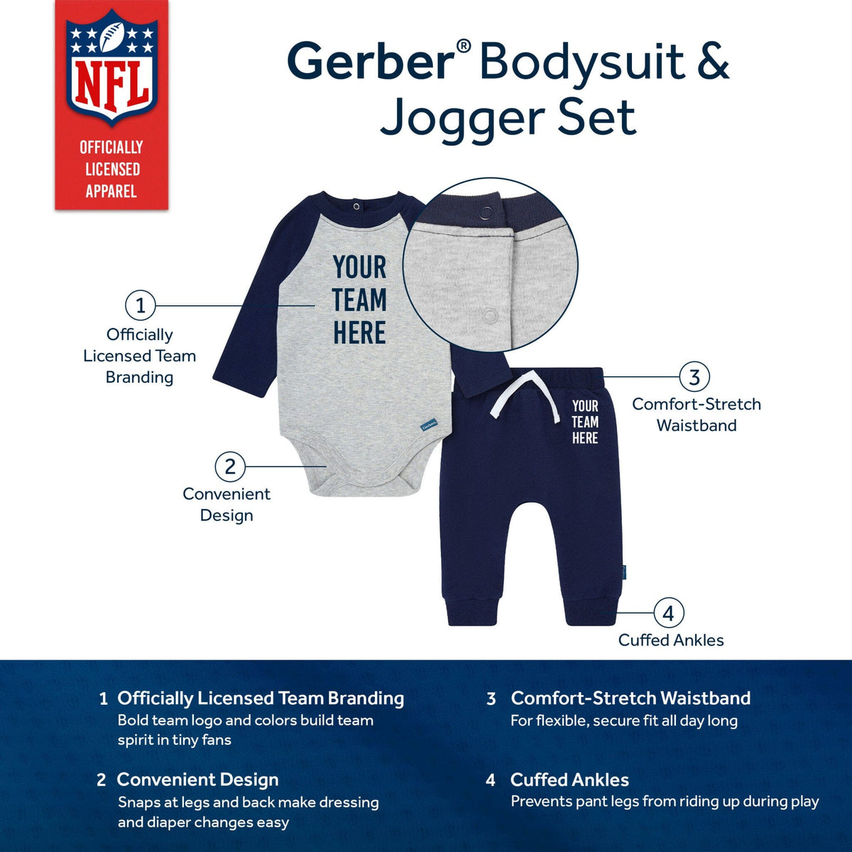 2-Piece Baby Philadelphia Eagles Bodysuit and Jogger Set NFL NFL 