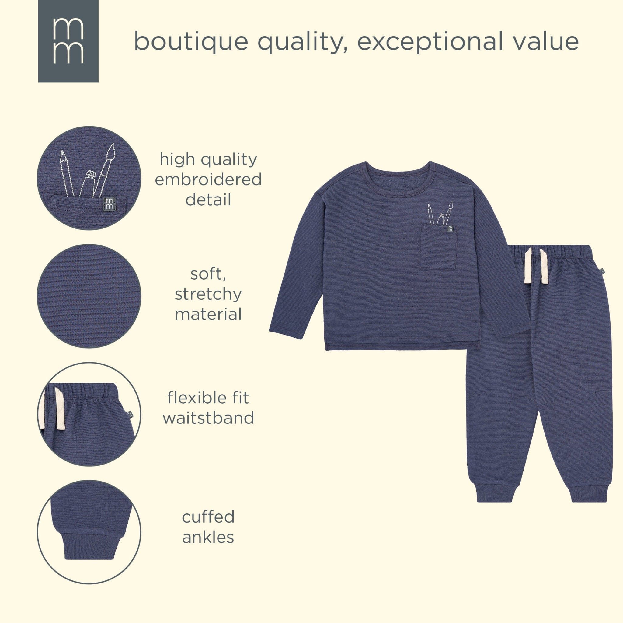 2-Piece Boys Navy Paintbrush Long Sleeve T-Shirt and Jogger Set outfits modern moments™ by Gerber® 