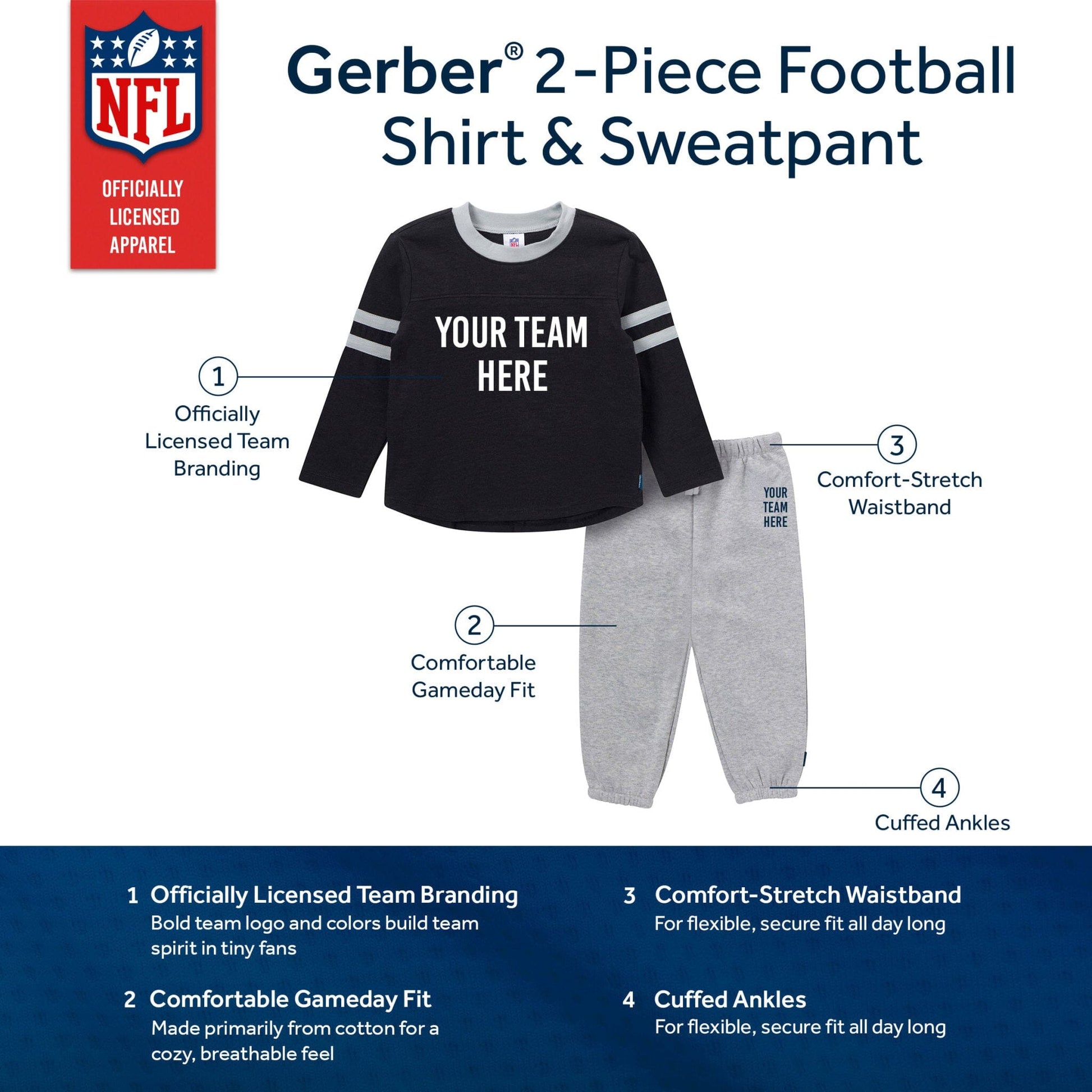 2-Piece Infant & Toddler Boys Chicago Bears Shirt and Sweatpant Set NFL NFL 