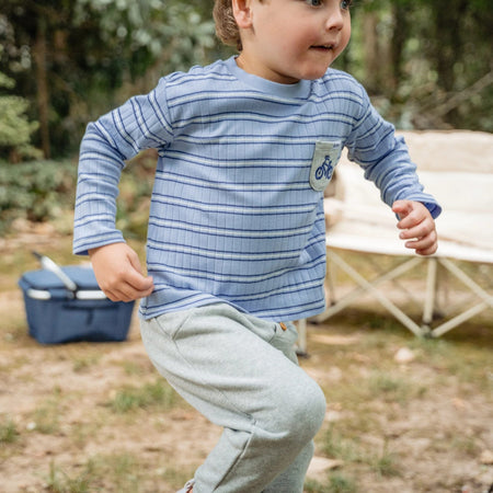 2-Piece Infant & Toddler Boys Blue Stripe Top & Jogger Set