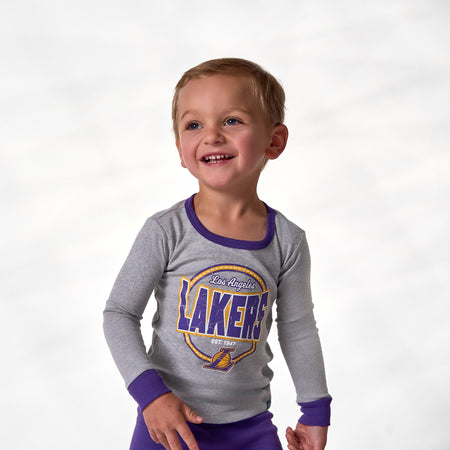2-Piece Infant & Toddler Neutral Los Angeles Lakers Snug Fit Pajamas