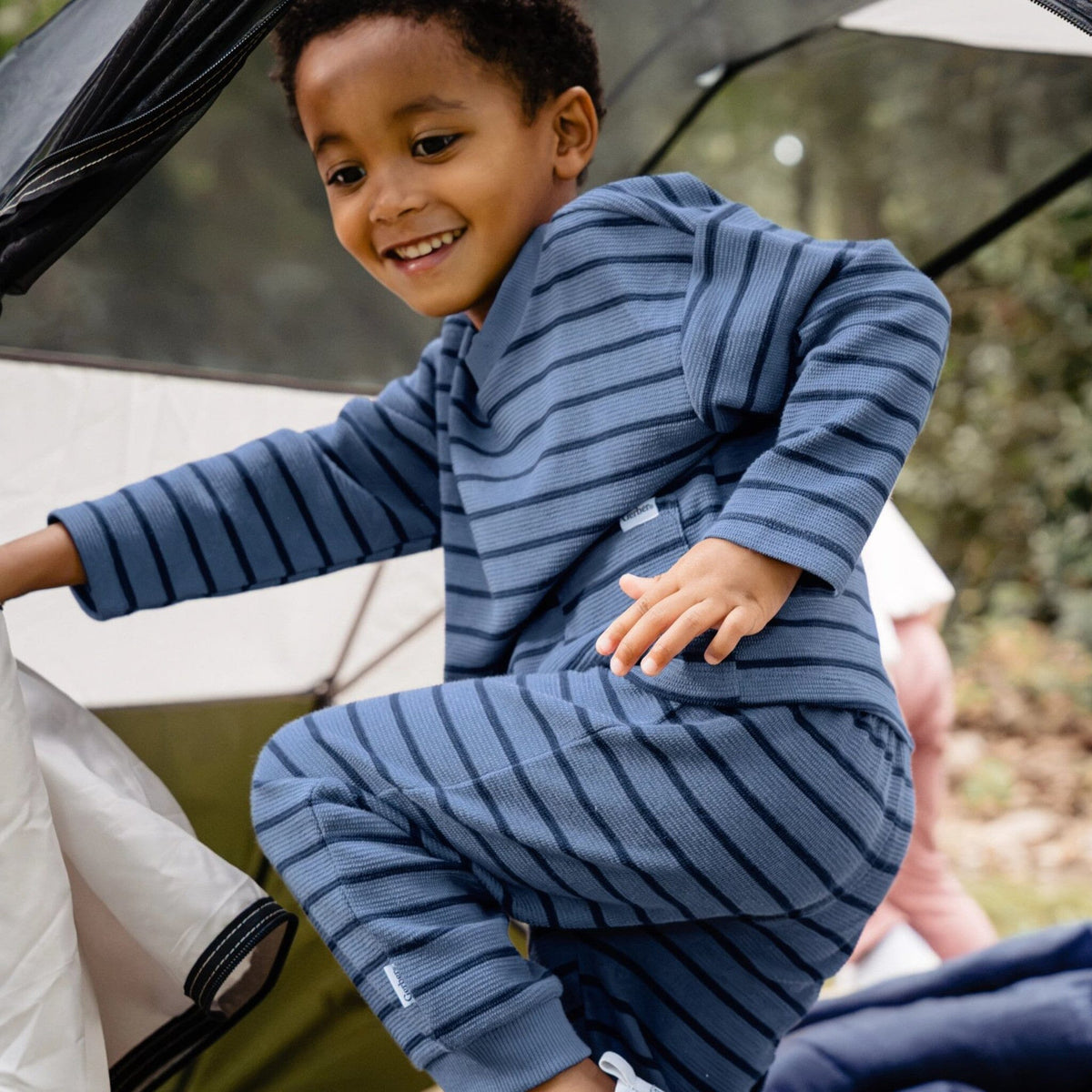 2-Piece Toddler Boys Blue Stripe Long Sleeve Top & Jogger Set outfits Gerber® 
