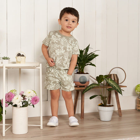 2-Piece Baby and Toddler Boys Tropical Leaves T-Shirt and Shorts Set