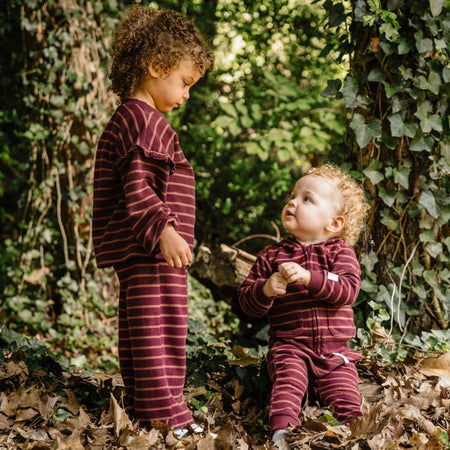 2-Piece Toddler Girls Fig Stripe Long Sleeve Top & Wide Leg Pant Set
