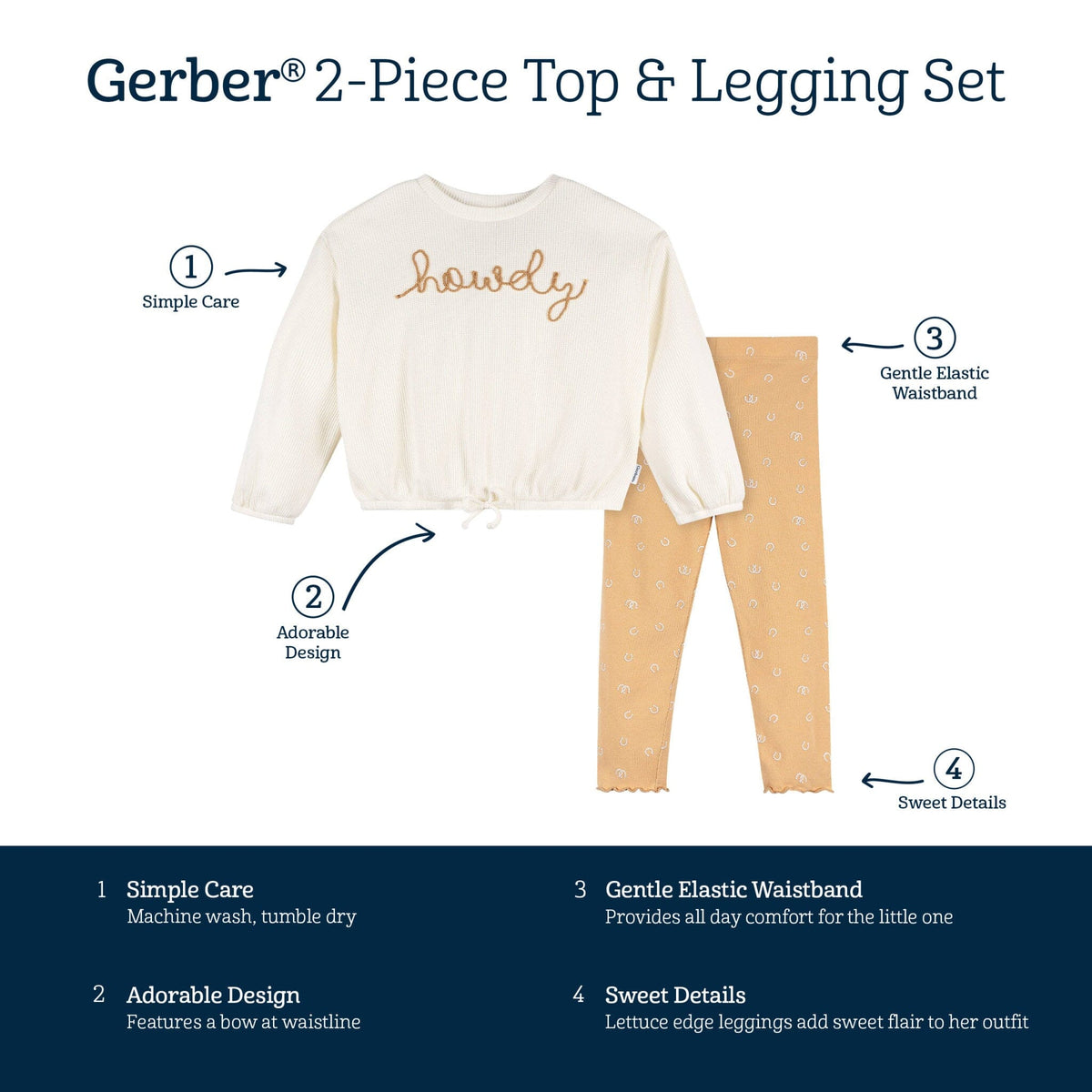 2-Piece Toddler Girls Horseshoes Top and Legging Set outfits Gerber® 
