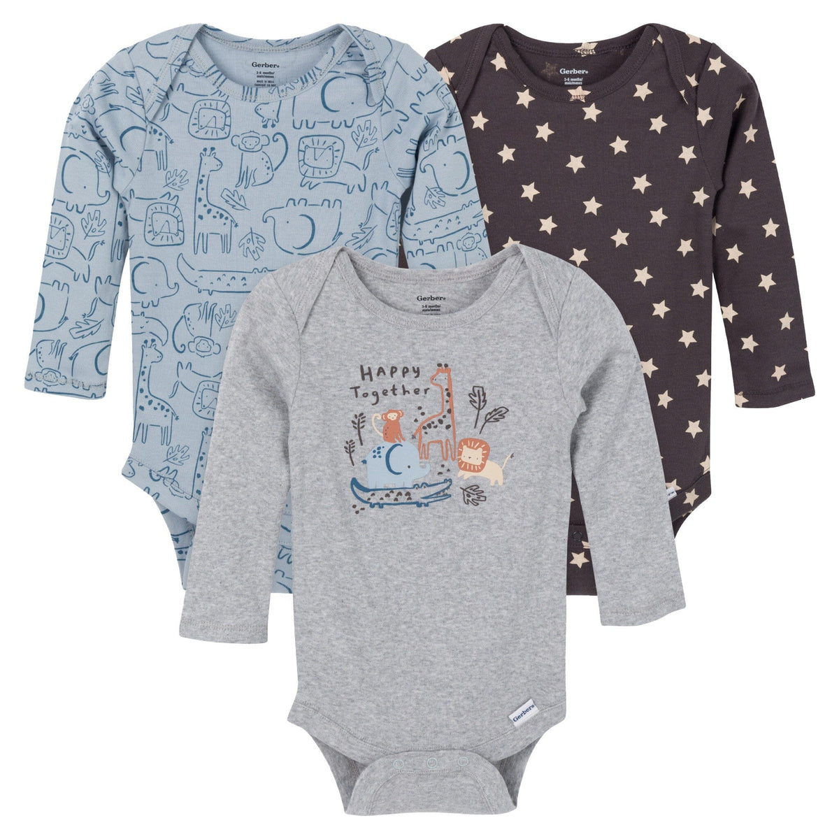 3-Pack Baby Boys Animal Friends Onesies® Bodysuits onesies Gerber® 