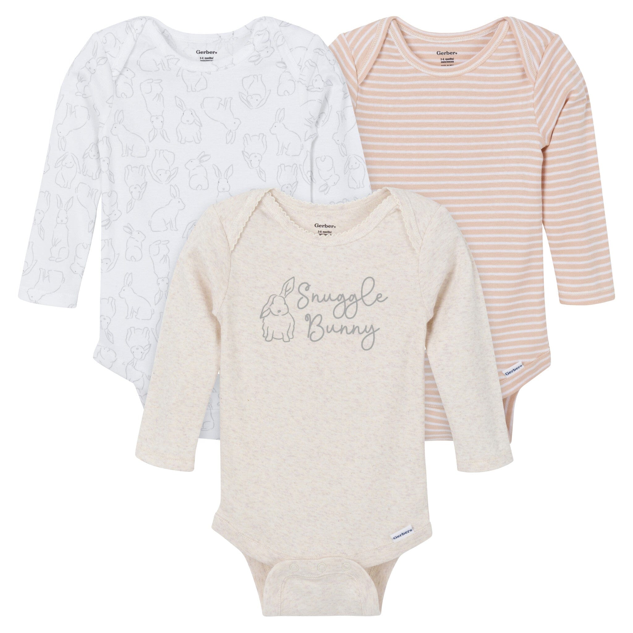 3-Pack Baby Girls Snuggle Bunny Onesies® Bodysuits onesies Gerber® 