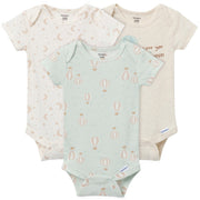 3-Pack Baby Neutral Hot Air Balloon Adventure Short Sleeve Onesies® Bodysuits onesies Gerber® 