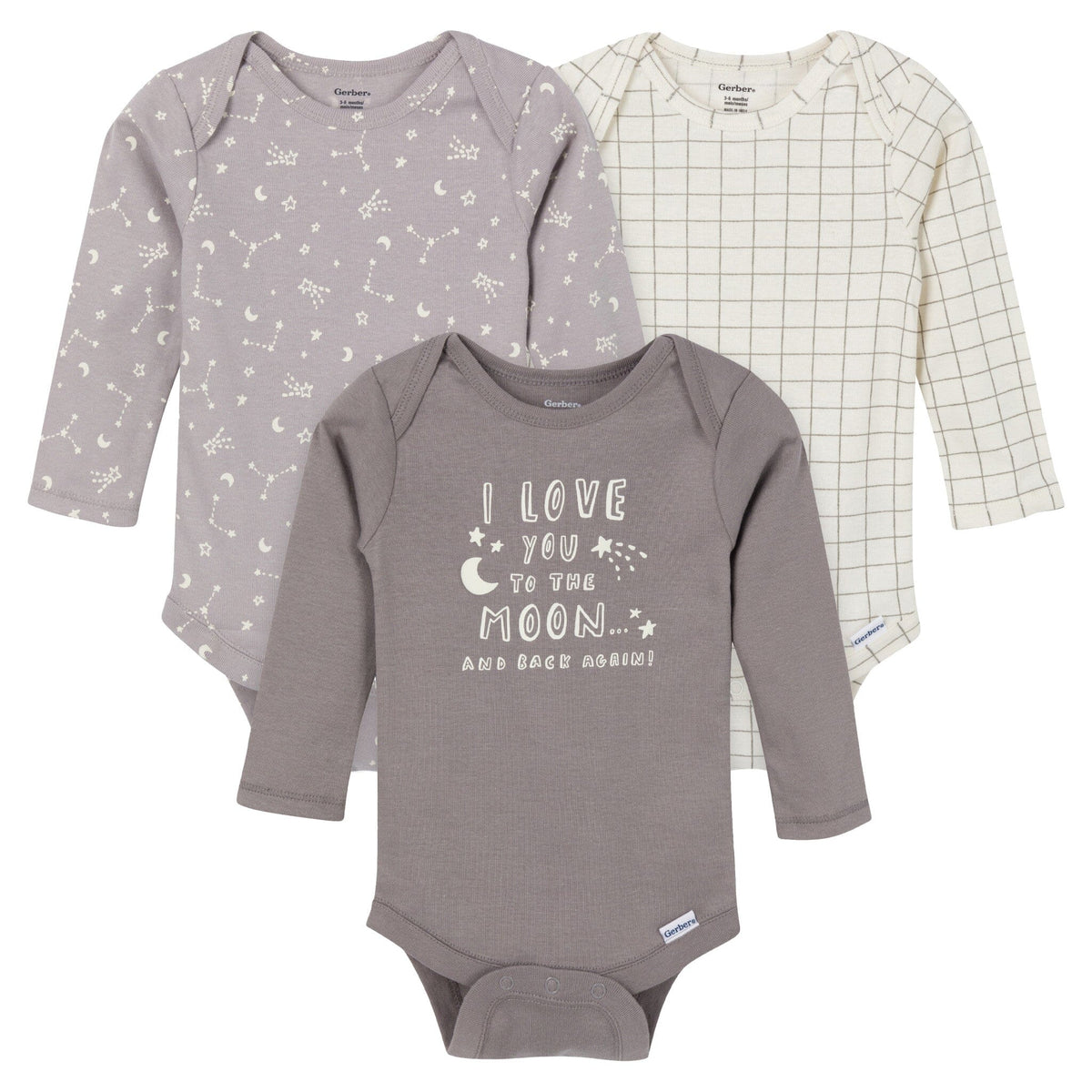 3-Pack Baby Neutral To The Moon and Back Onesies® Bodysuits onesies Gerber® 