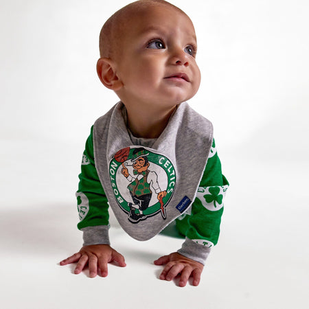 3-Piece Baby Neutral Boston Celtics Bandana Bib and Burp Cloth Set