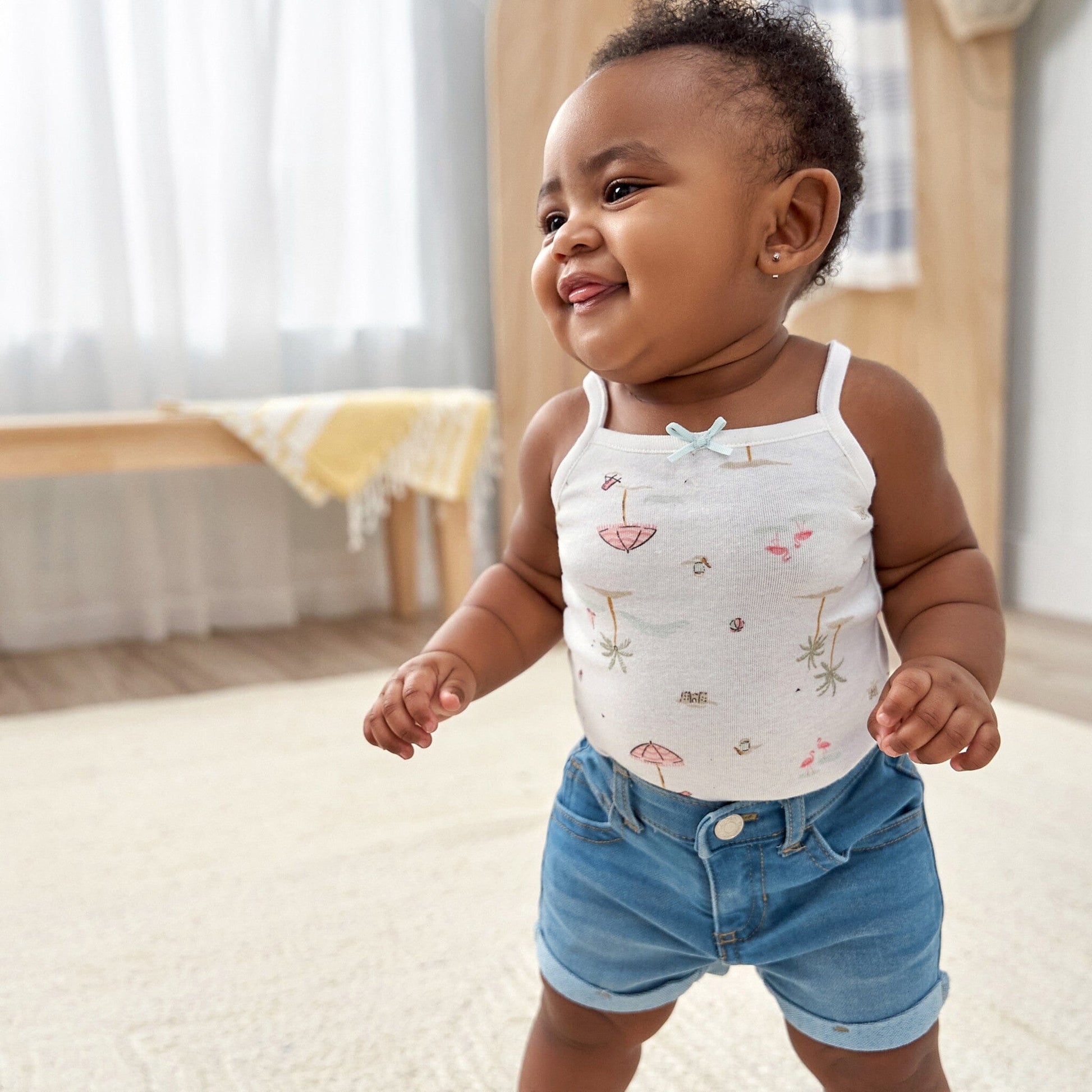 4-Pack Baby Girls Pink Flamingo Sleeveless Onesies® Bodysuits onesies Gerber® 