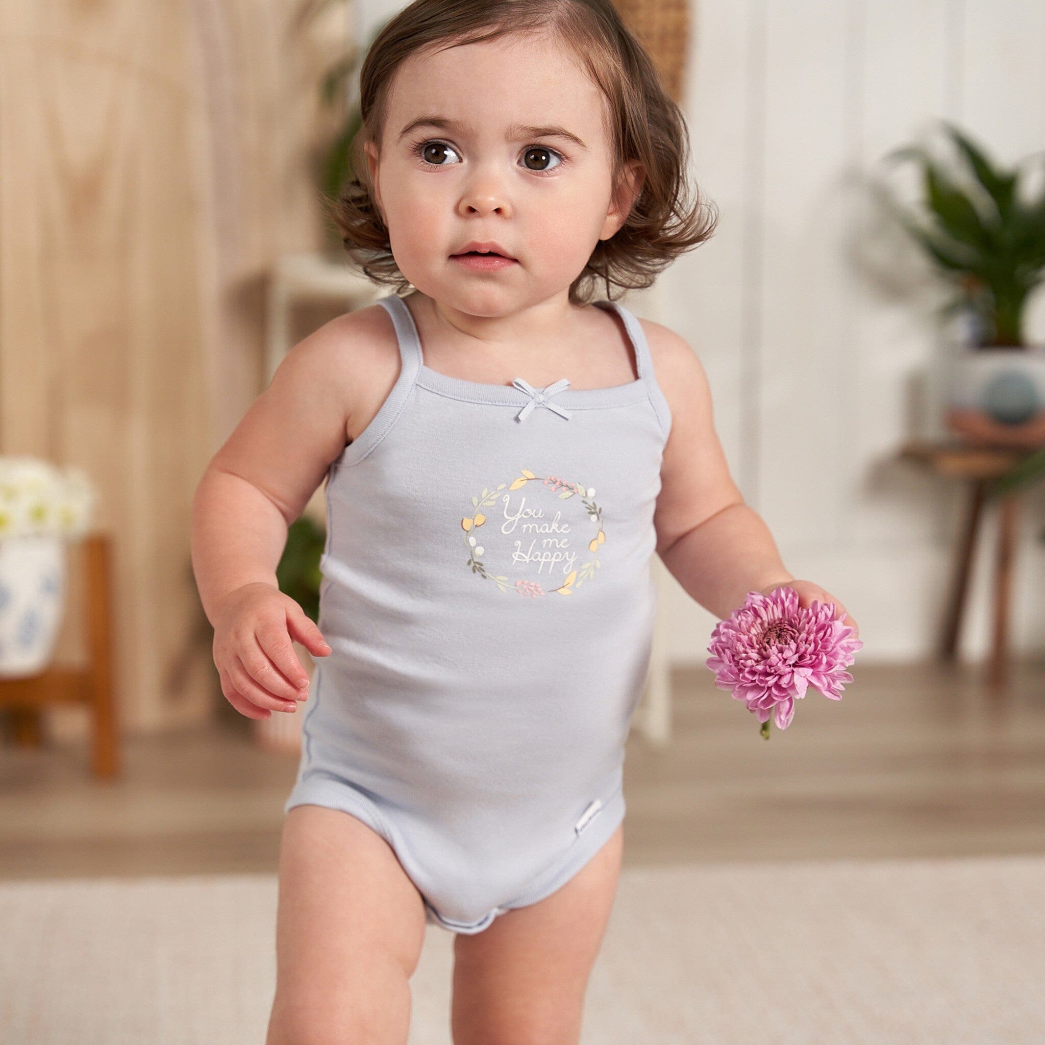 4-Pack Baby Girls White Floral Sleeveless Onesies® Bodysuits onesies Gerber® 