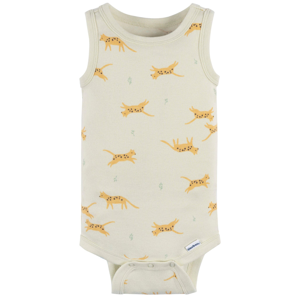 4-Pack Baby Neutral Ivory Safari Sleeveless Onesies® Bodysuits onesies Gerber® 