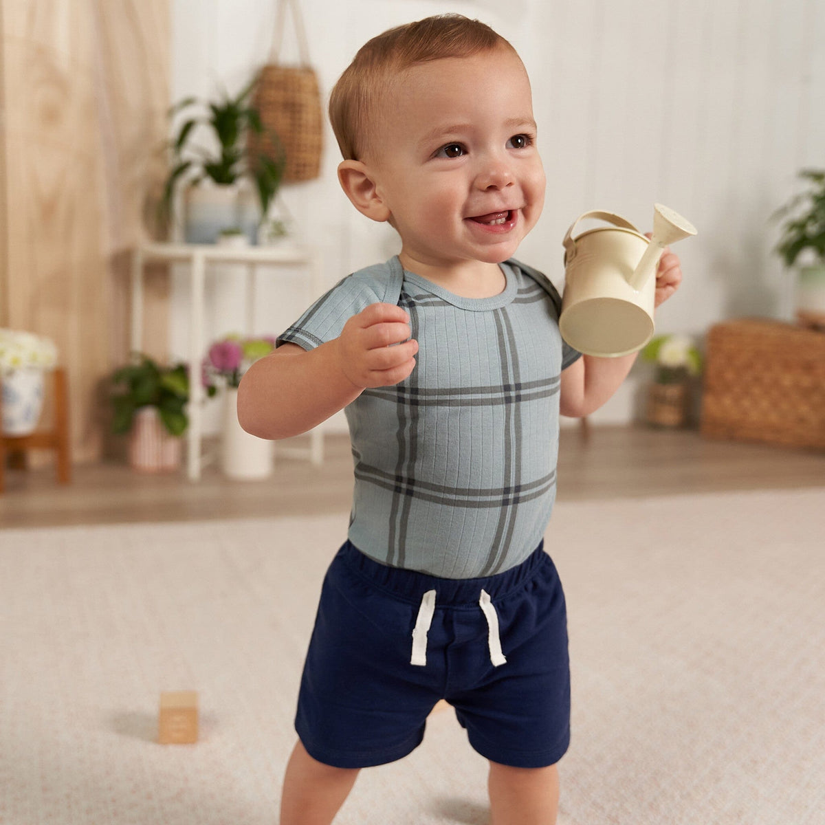 6-Pack Baby Boys Blue Plaid Bodysuits onesies Gerber® 