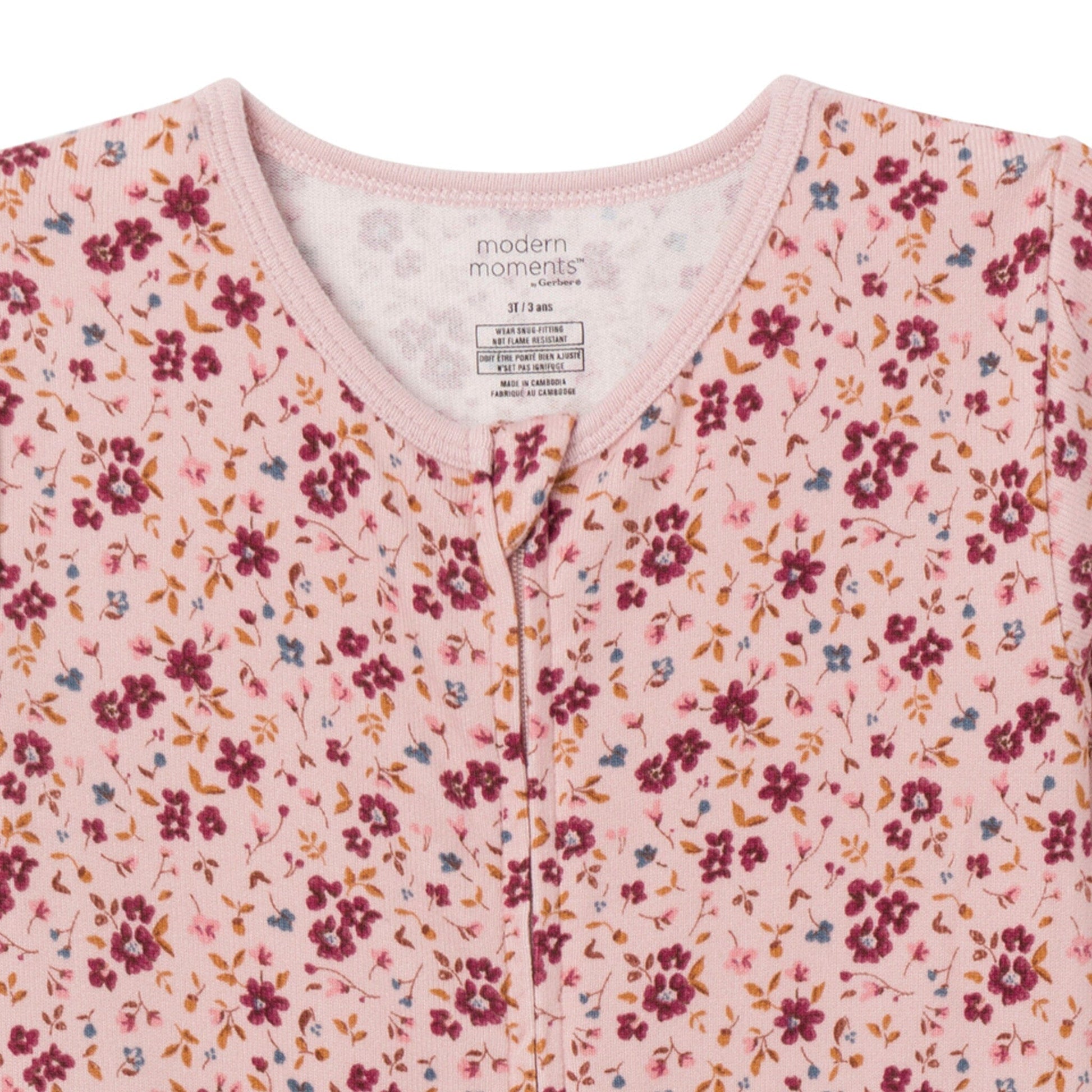 Baby & Toddler Girls Lt Rose Floral Snug Fit Footless Pajamas Sleepwear Modern Moments™ by Gerber® 
