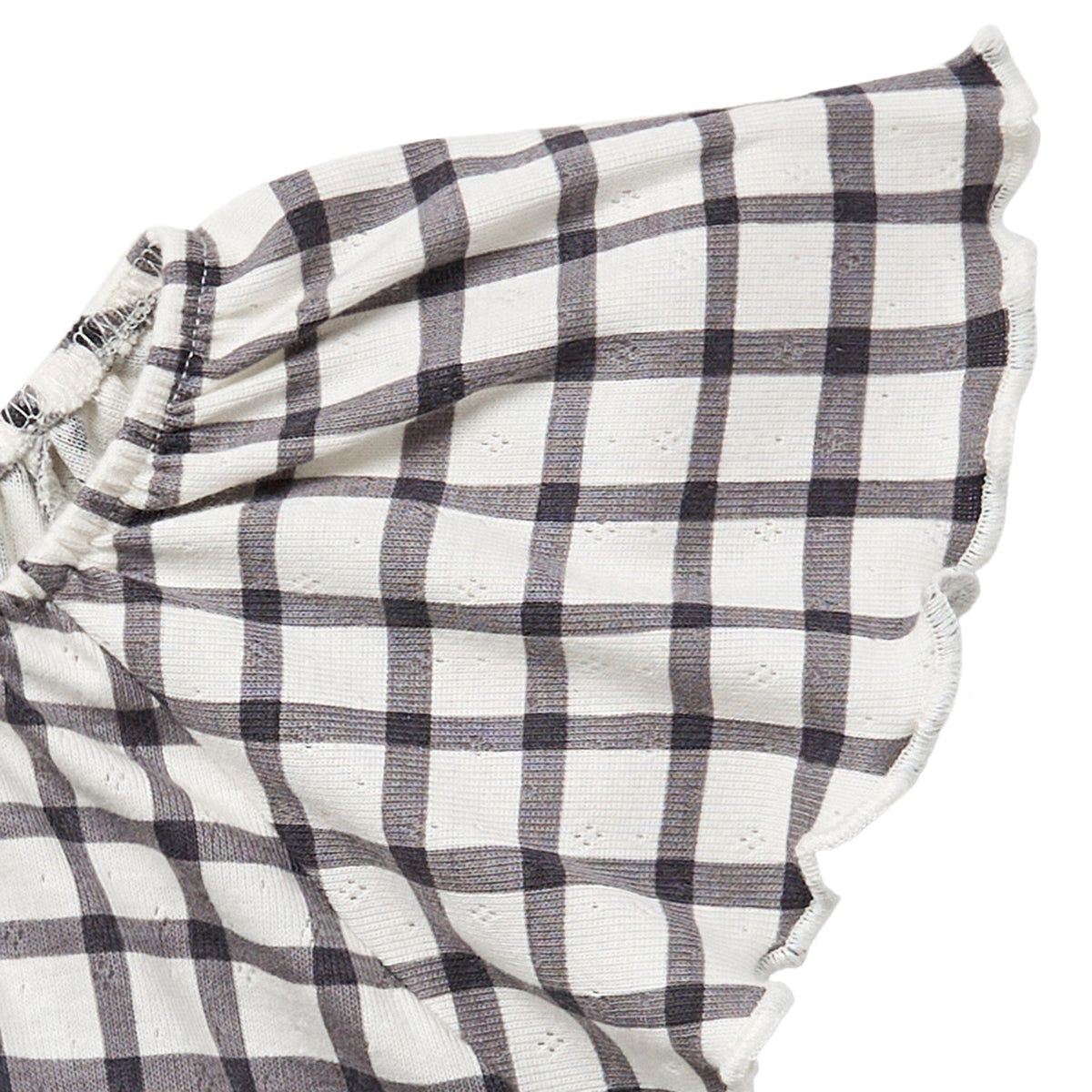 Infant & Toddler Girls Dark Grey Plaid Ruffle Sleeve Top Tops Modern Moments™ by Gerber® 