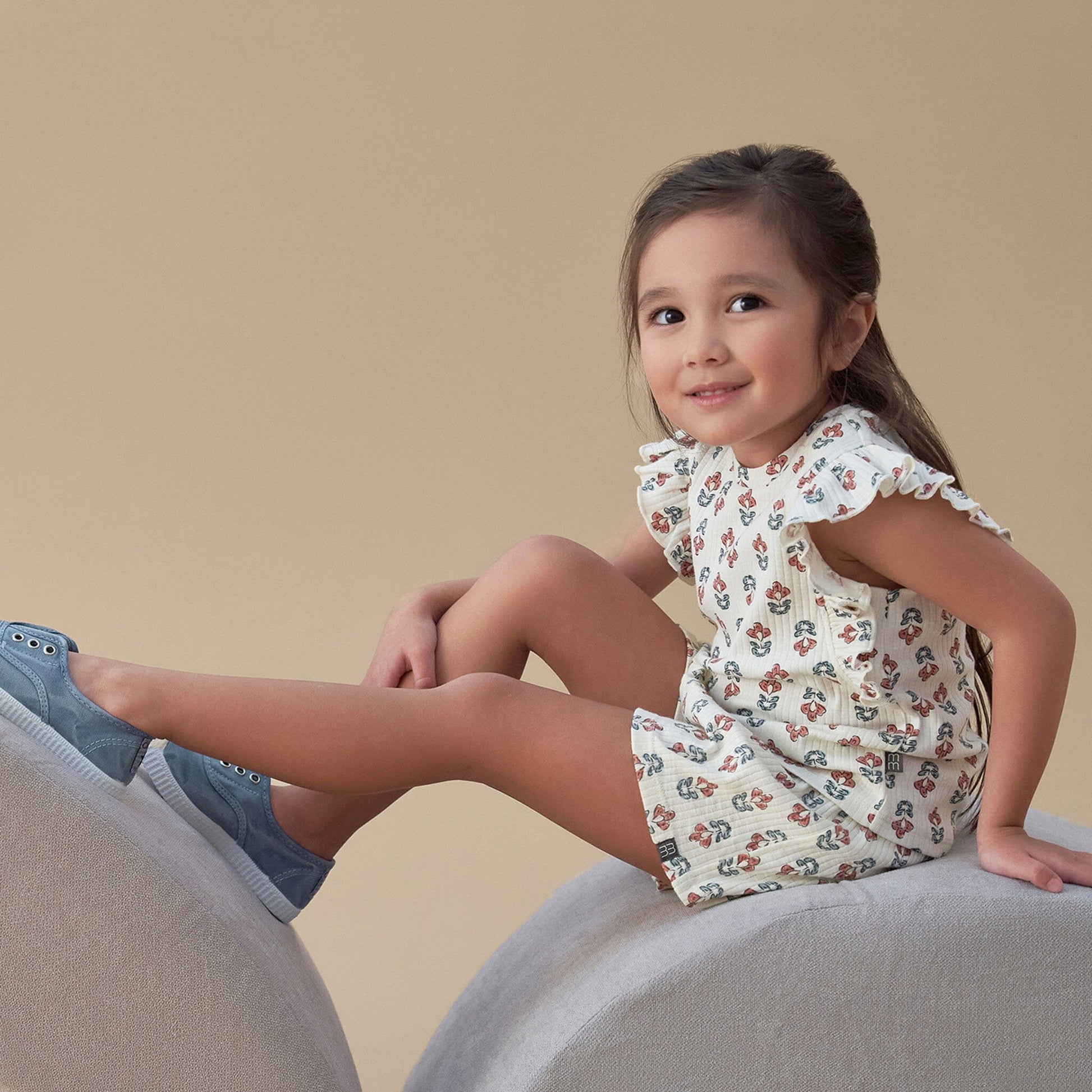 Infant & Toddler Girls Ivory Flower Ruffle Sleeveless Top Tops Modern Moments™ by Gerber® 