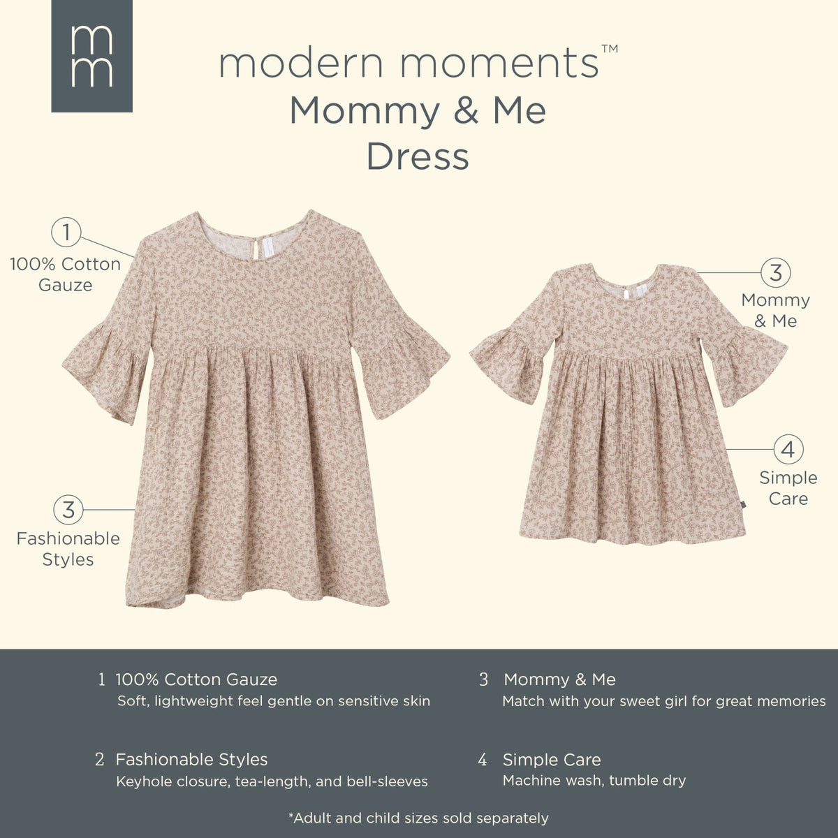 Womens Tan Floral Gauze Dress Dresses Modern Moments™ by Gerber® 