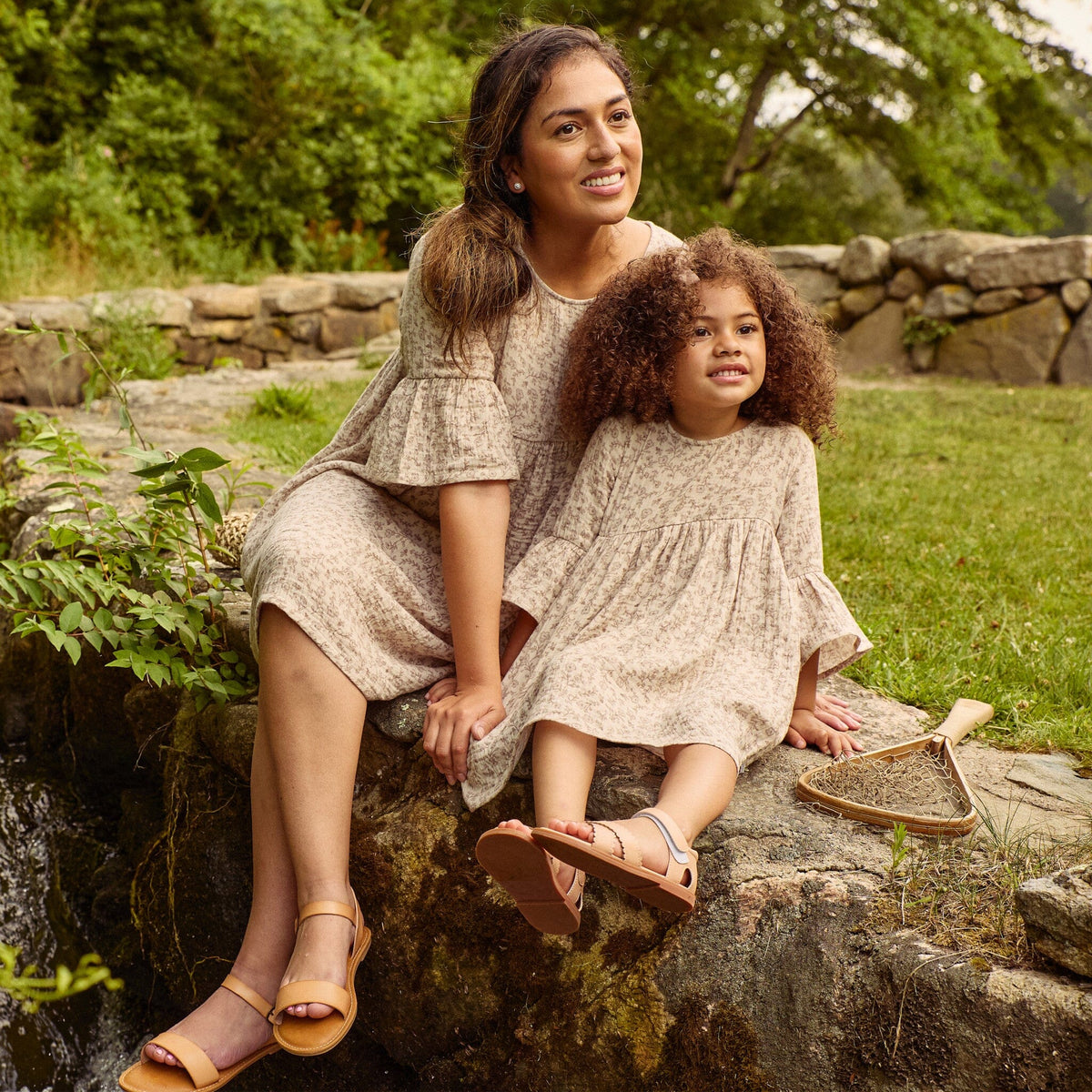 Womens Tan Floral Gauze Dress Dresses Modern Moments™ by Gerber® 