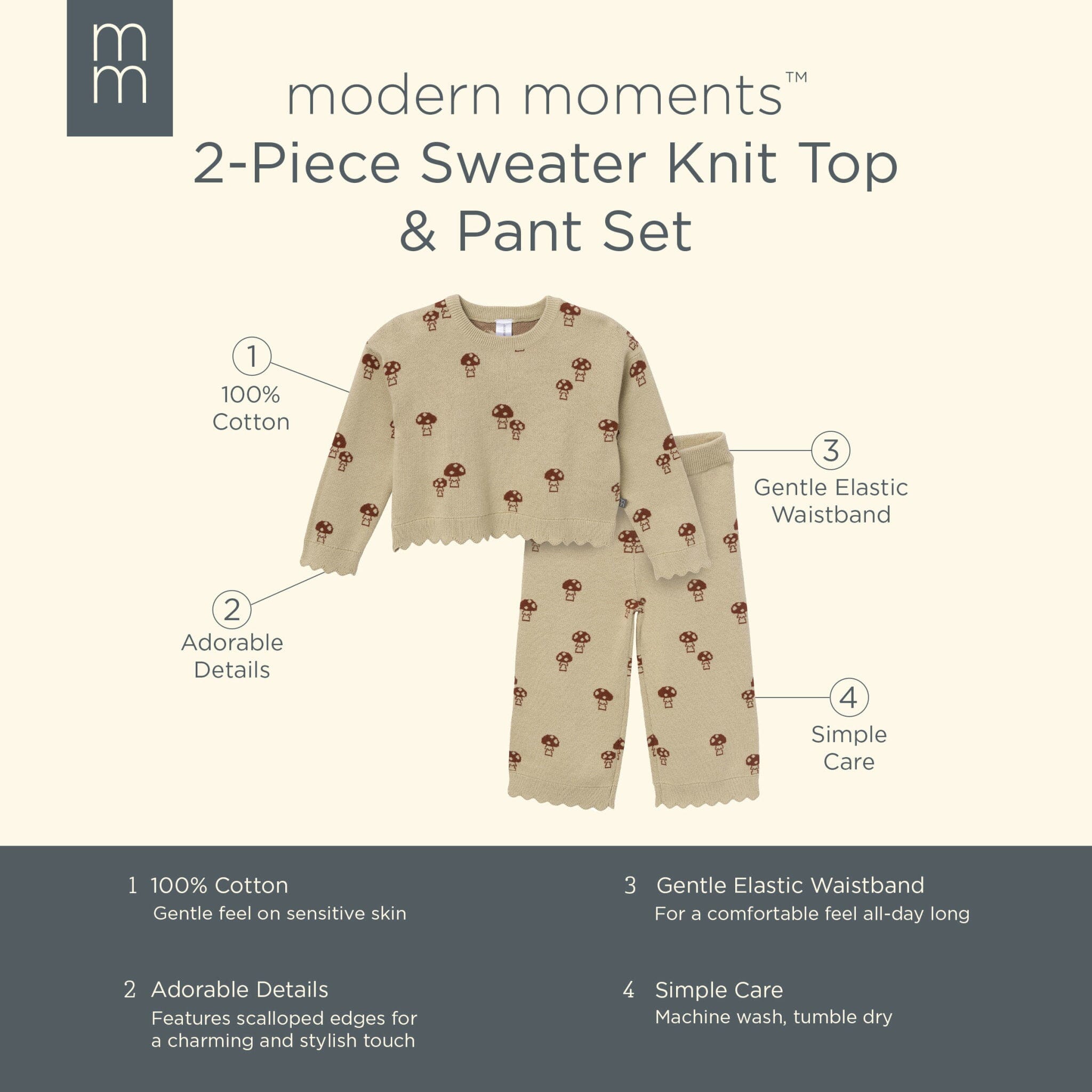 2-Pack Infant & Toddler Girls Lt Green Mushroom Field Sweater and Pant Set Outfits & Sets Modern Moments™ by Gerber® 