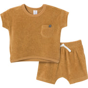 2-Piece Baby Boys Cinnamon Stripe Shirt and Short Set Outfits & Sets Modern Moments™ by Gerber® 