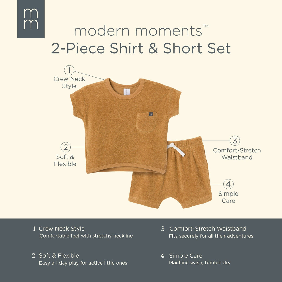 2-Piece Baby Boys Cinnamon Stripe Shirt and Short Set Outfits & Sets Modern Moments™ by Gerber® 