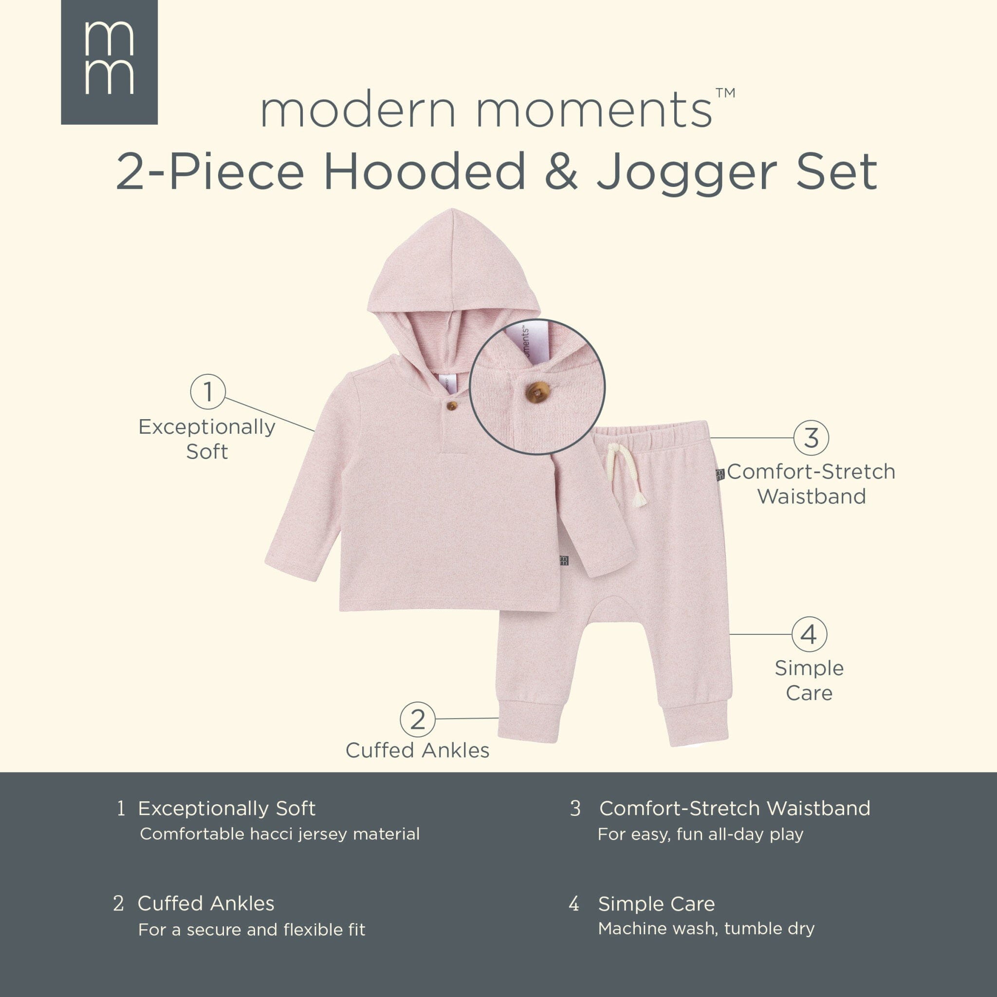 2-Piece Baby Girls Light Pink Hooded Brushed Hacci Set Outfits & Sets Modern Moments™ by Gerber® 