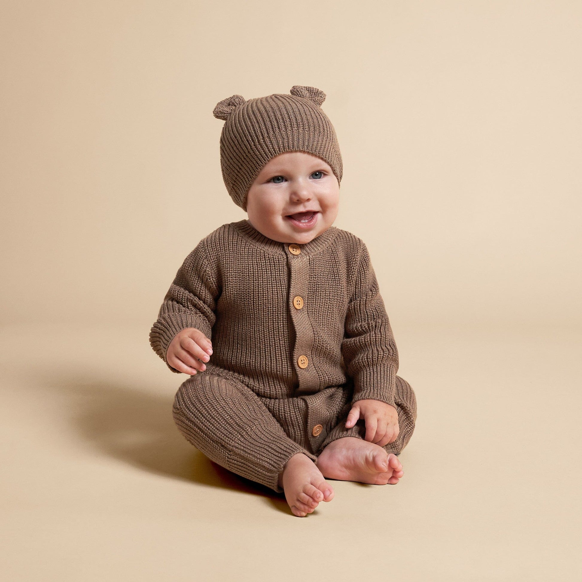 2-Piece Baby Neutral Brown Romper & Hat Set Outfits & Sets Modern Moments™ by Gerber® 