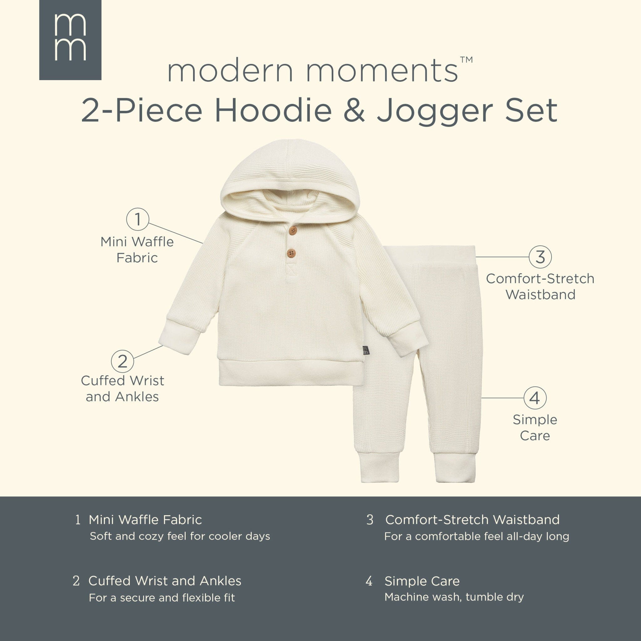 2-Piece Baby Neutral Lt Tan Hoodie and Pant Set Outfits & Sets Modern Moments™ by Gerber® 