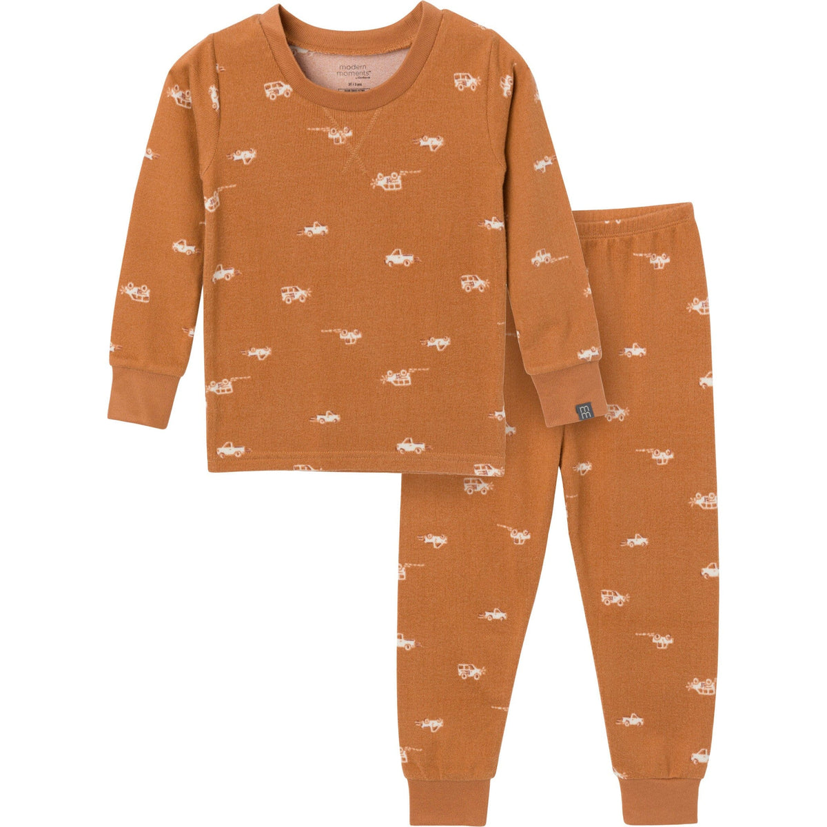 2-Piece Infant & Toddler Boys Lt Med Brown Cars Pajama Set Sleepwear Modern Moments™ by Gerber® 