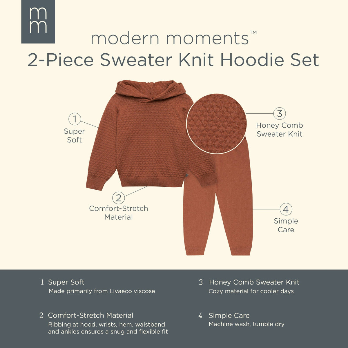 2-Piece Toddler Girls Md Brown Sweater Knit Hoodie Set Outfits & Sets Modern Moments™ by Gerber® 