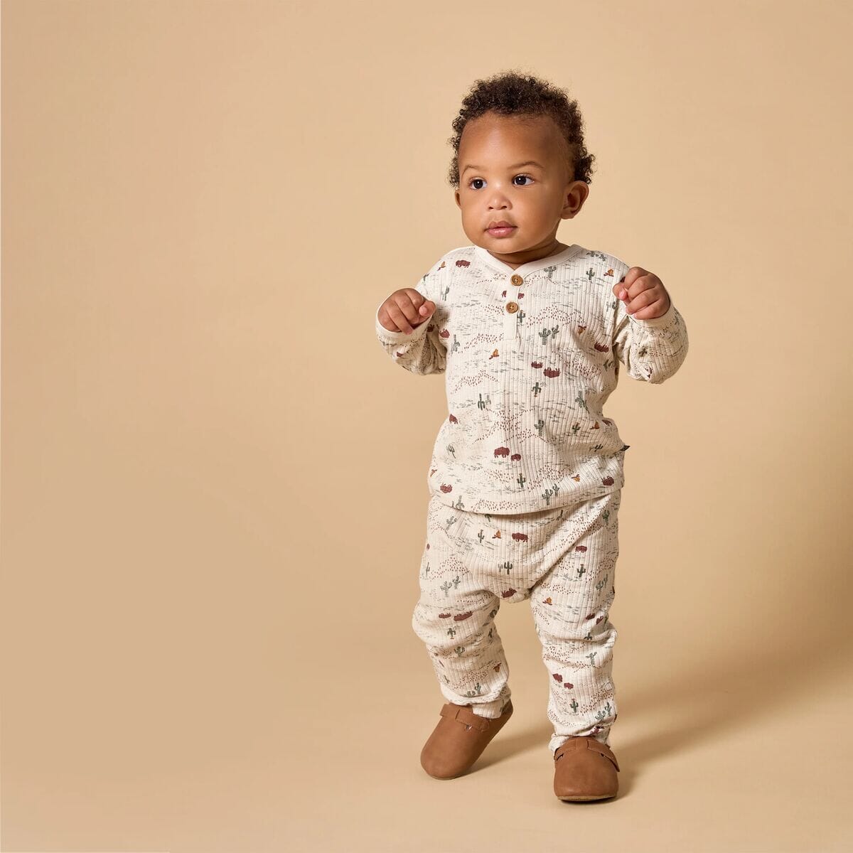 4-Piece Baby Boys Buffalo Desert Henley Tops and Pants Set outfits modern moments™ by Gerber® 