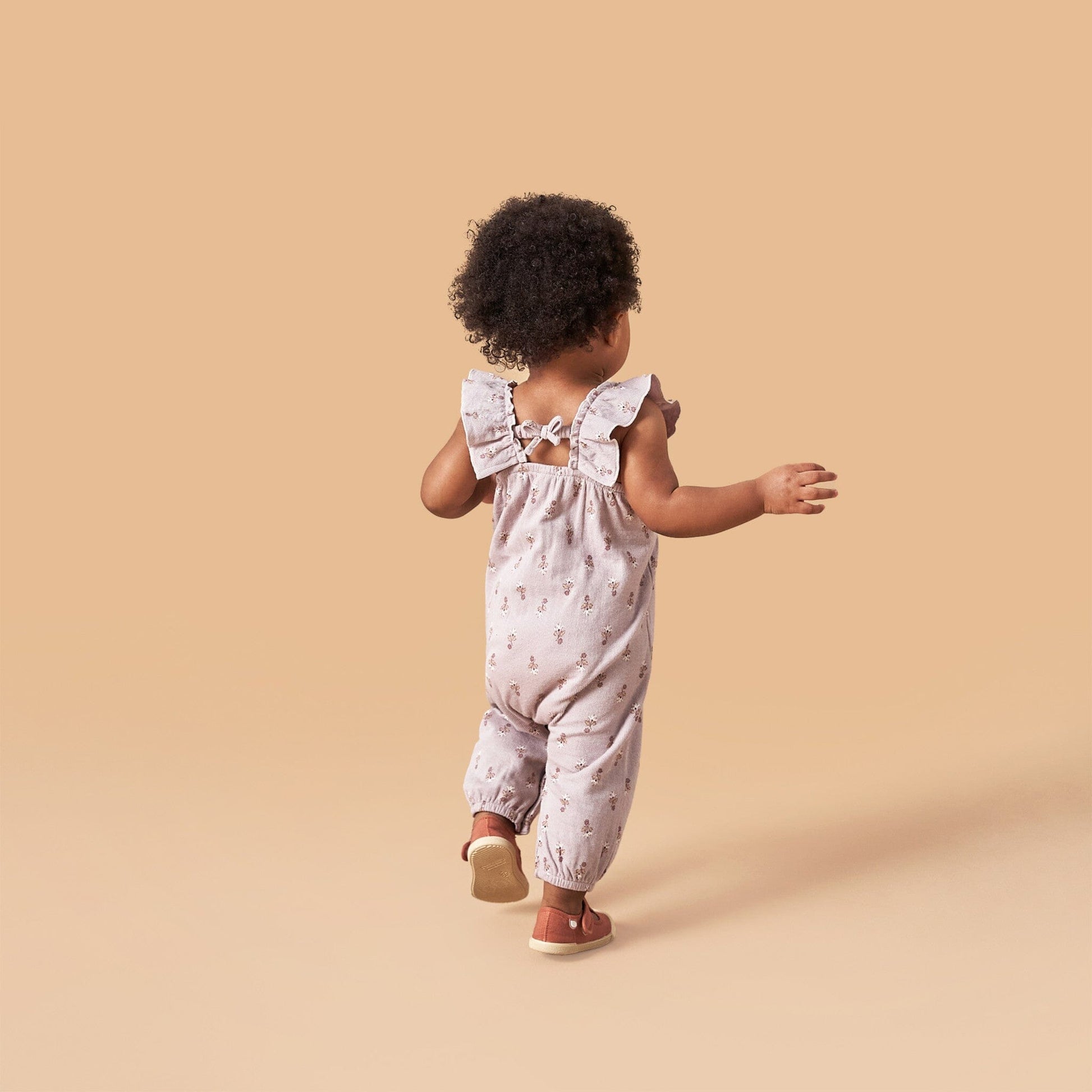 Baby Girls Lilac Stamp Fleur Ruffles Long Leg Romper rompers Modern Moments™ by Gerber® 