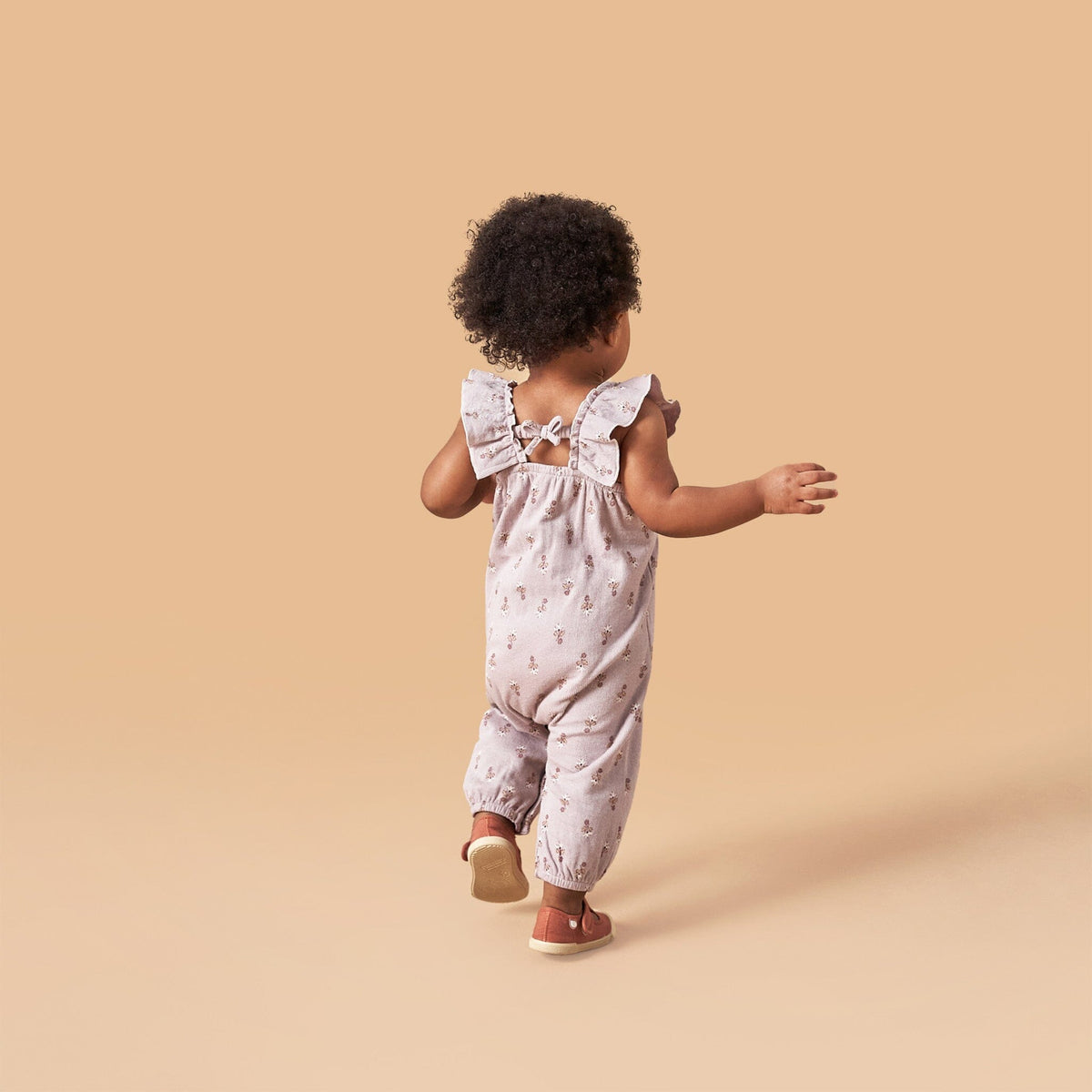 Baby Girls Lilac Stamp Fleur Ruffles Long Leg Romper rompers Modern Moments™ by Gerber® 