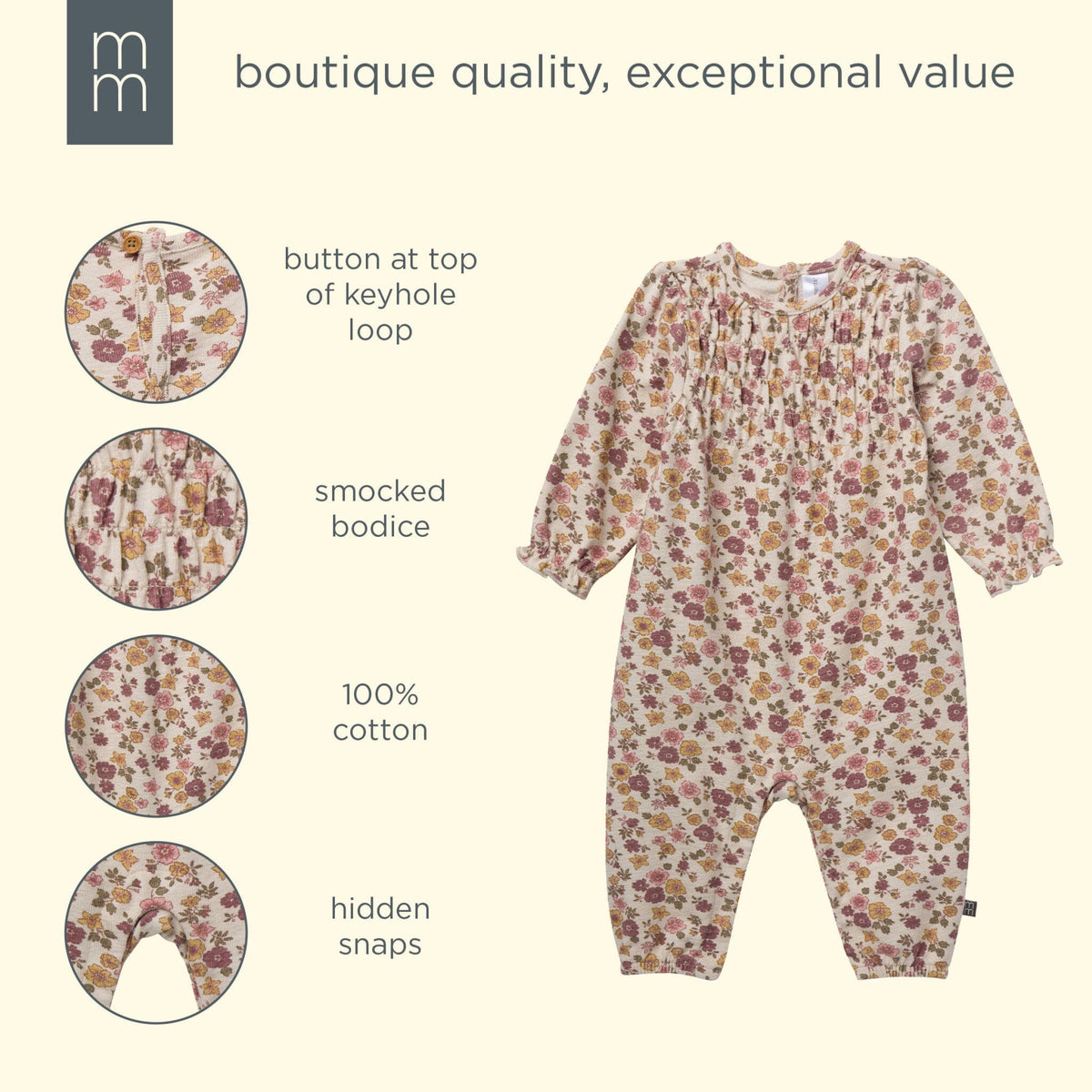 Baby Girls Pink Wildflower Ruffle Collar Romper rompers modern moments™ by Gerber® 