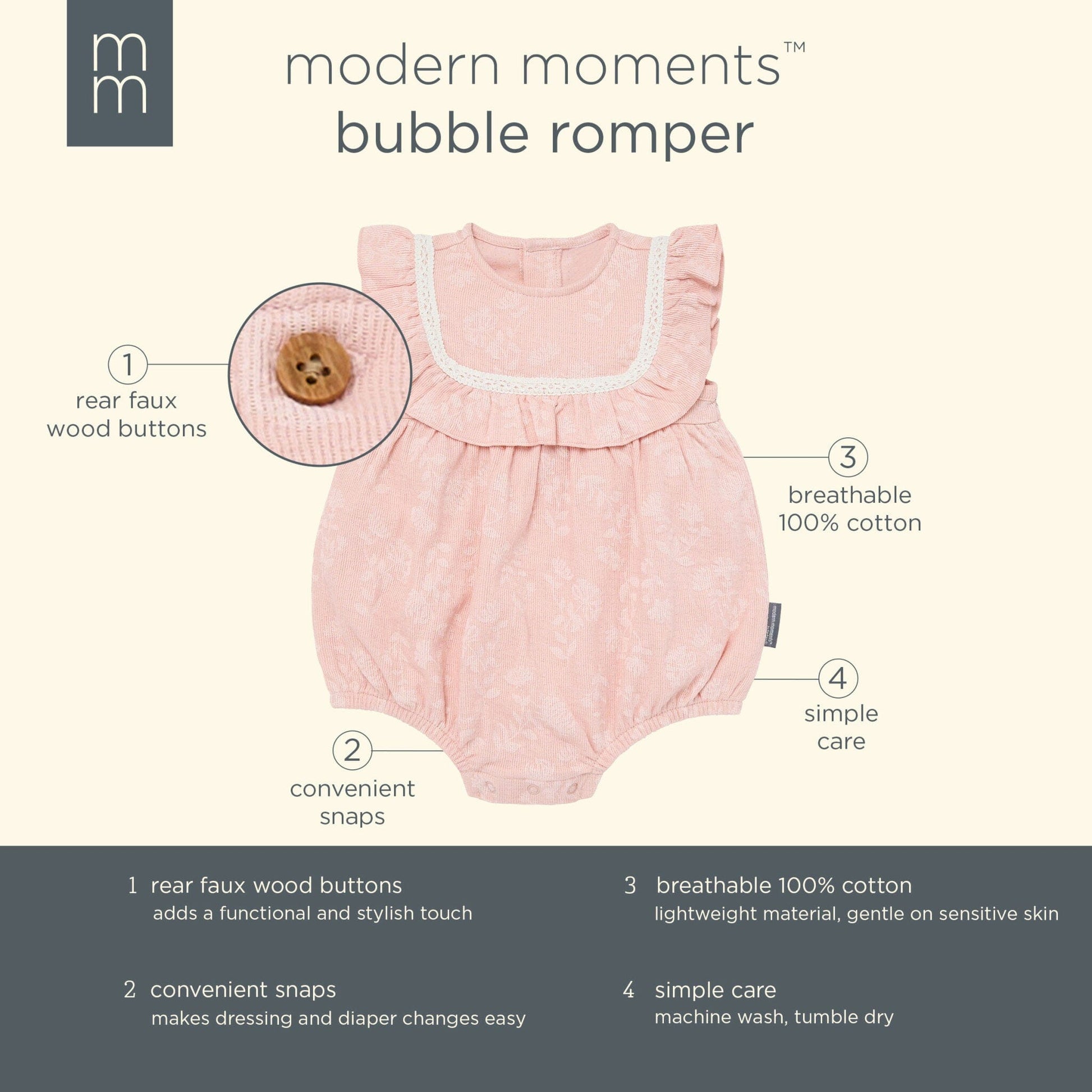 Baby Girls Rose Floral Ruffle Bubble Romper rompers Modern Moments™ by Gerber® 