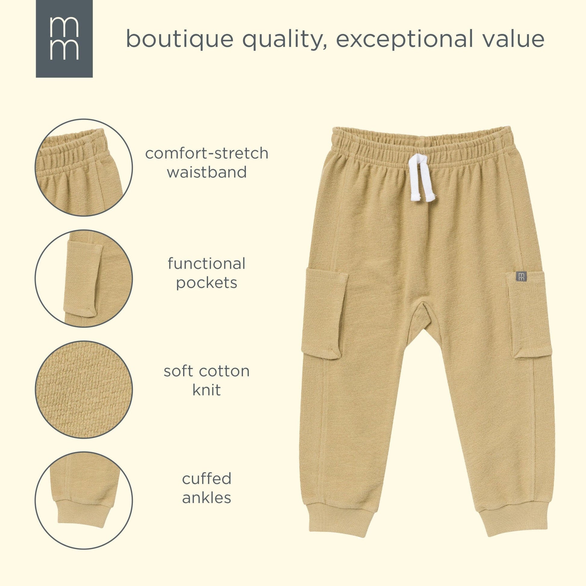 Boys Olive Cargo Pocket Sweatpants bottoms modern moments™ by Gerber® 