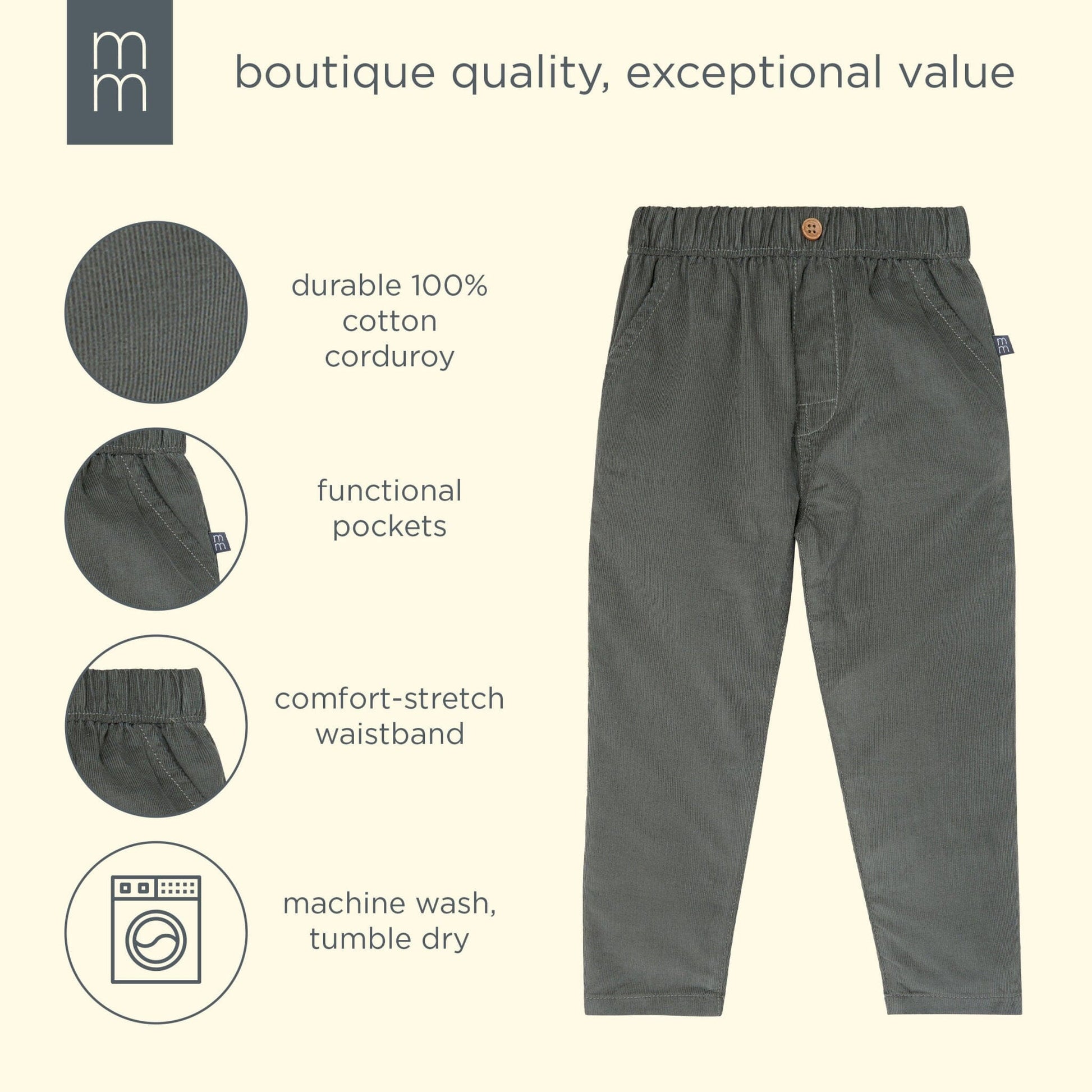 Boys Dark Grey Corduroy Pants bottoms modern moments™ by Gerber® 