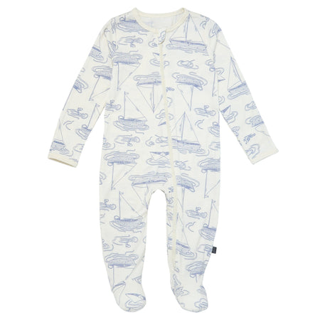 2-Pack Baby Boys Ivory Sailboat Sleep 'N Plays With Mitten Cuffs