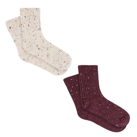 2-Pack Toddler Boys Tan & Burgundy Ribbed Socks