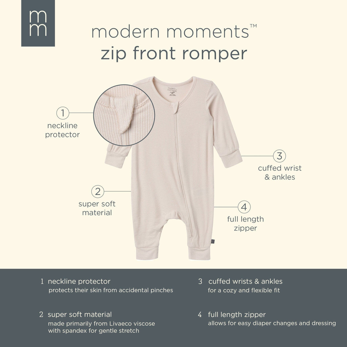 2-Pack Baby Girls Ivory Seashells Zip Front Rompers rompers Modern Moments™ by Gerber® 
