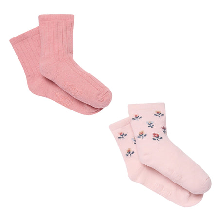 2-Pack Toddler Girls Pink Floral Knit Socks