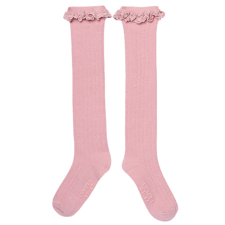 2-Pack Toddler Girls Pink Lace Knee Socks
