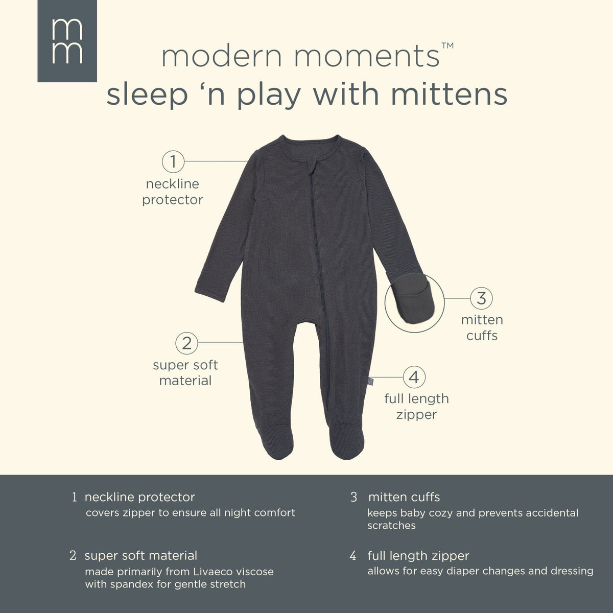 2-Pack Baby Neutral Sparrows Mitten Cuff Sleep 'N Plays sleepwear Modern Moments™ by Gerber® 