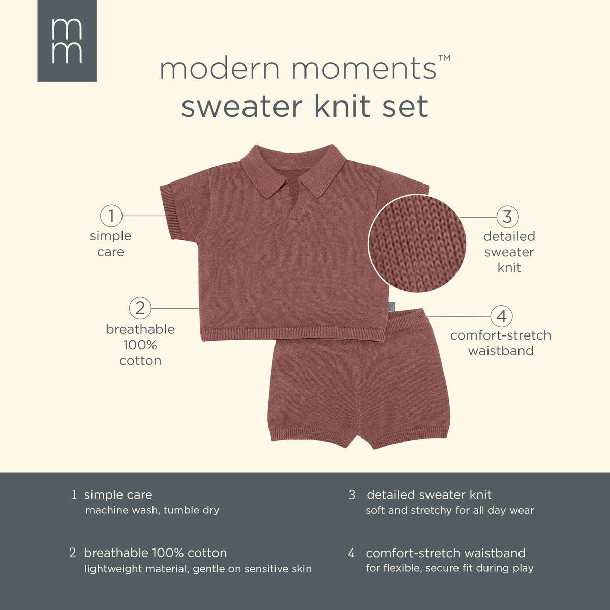 2-Piece Baby Boys Brown Johnny Collar Sweater Knit Set outfits Modern Moments™ by Gerber® 