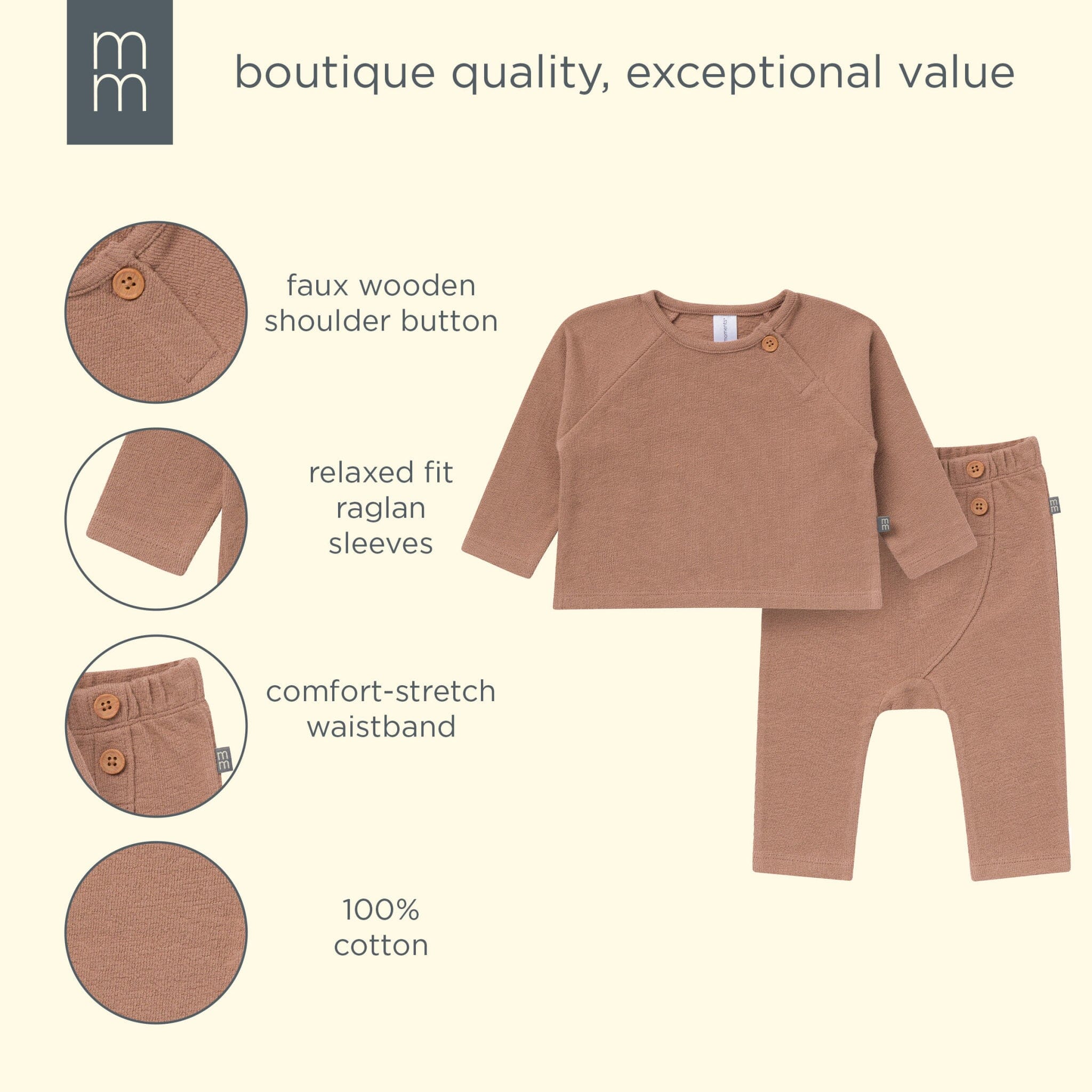 2-Piece Baby Boys Brown Raglan Top and Pant Set outfits modern moments™ by Gerber® 