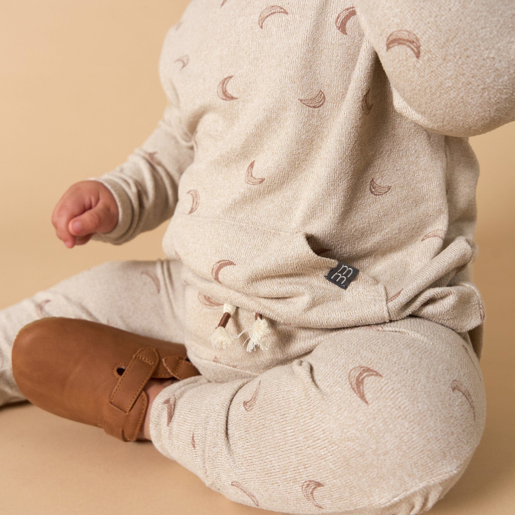 2-Piece Baby Boys Oatmeal Moon Hacci Top and Pants Set outfits modern moments™ by Gerber® 