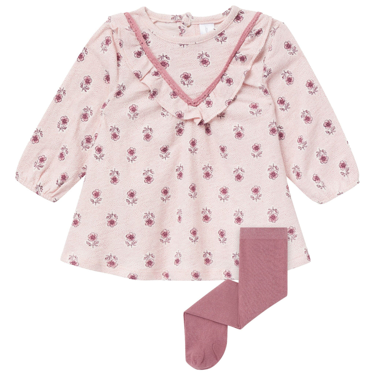 2-Piece Baby Girls Pink Blush Flowers Dress and Tights Set dresses modern moments™ by Gerber® 
