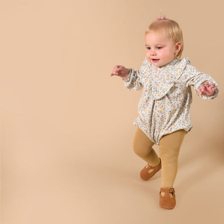 2-Piece Baby Girls Tiny Floral Bubble Romper and Tights